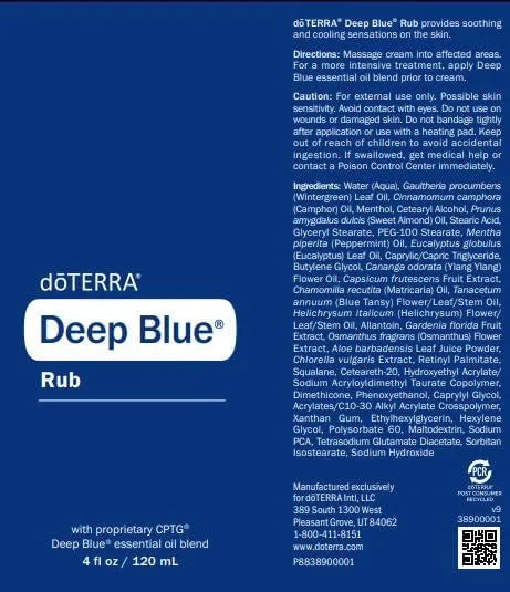 doTERRA Deep Blue Rub – Soothing Muscle & Joint Lotion with Essential Oils | Non-Greasy | 88 ml