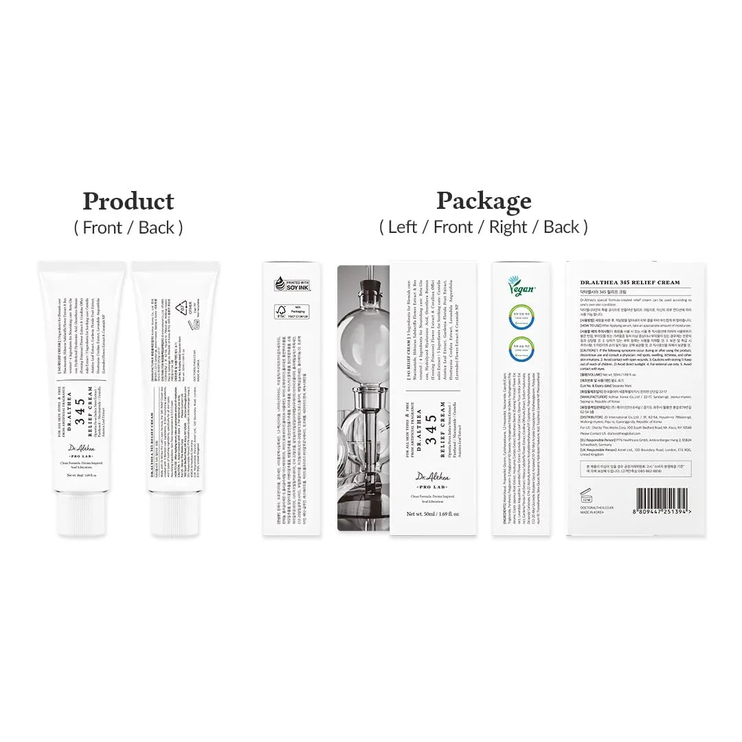 Dr.Althea 345 Relief Cream – Daily Face Moisturizer for Blemish & Soothing Care | Korean Vegan Skincare | 1.69 fl oz