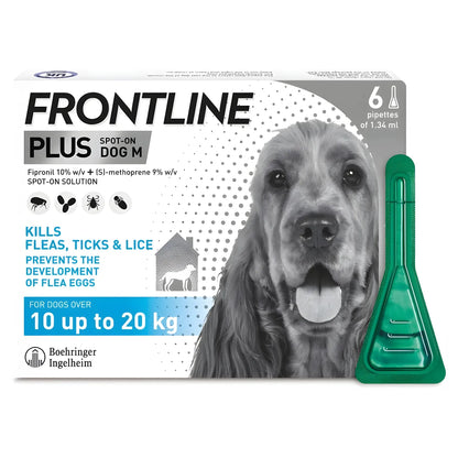 Frontline Plus Flea & Tick Treatment for Medium Dogs (10–20 kg) | 6 Pipettes