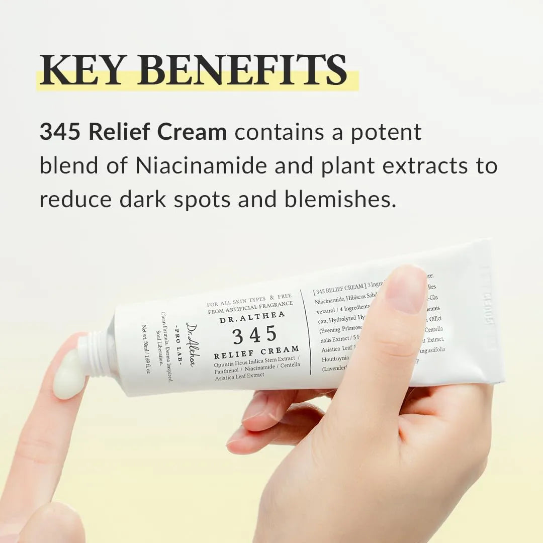 Dr.Althea 345 Relief Cream – Daily Face Moisturizer for Blemish & Soothing Care | Korean Vegan Skincare | 1.69 fl oz