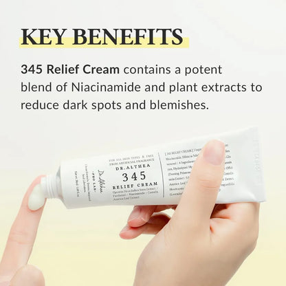 Dr.Althea 345 Relief Cream – Daily Face Moisturizer for Blemish & Soothing Care | Korean Vegan Skincare | 1.69 fl oz
