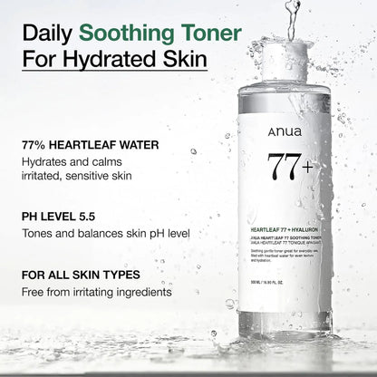 ANUA Heartleaf 77 Soothing Toner – Hydrating & Purifying Toner for Skin Trouble, pH 5.5 | Korean Skincare | 250 ml
