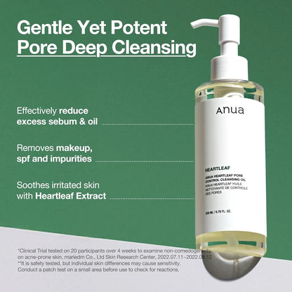 Anua Heartleaf Pore Control Cleansing Oil – Makeup & Blackhead Remover | Korean Skincare | 6.76 fl oz (200ml)