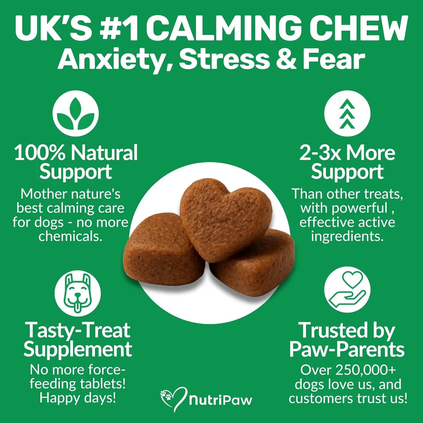 NutriPaw Calming Treats for Dogs – Anxiety & Stress Support, 120 Chews
