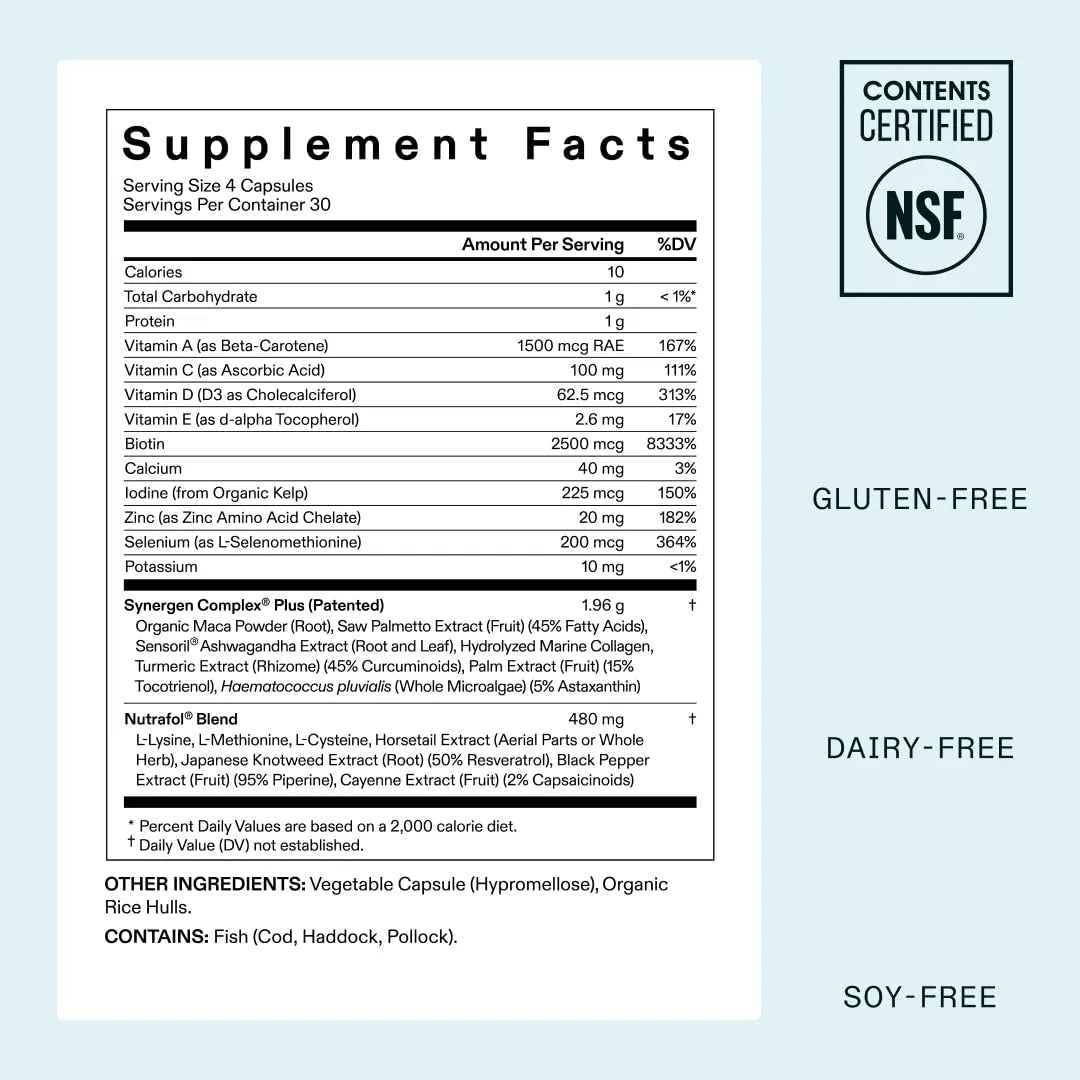 Nutrafol Women’s Hair Growth Supplements (Ages 18–44), 1 Month Supply