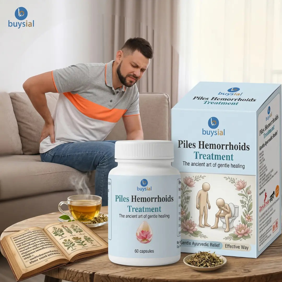 Buysial Piles Hemorrhoids Treatment Capsules – Natural Herbal Formula for Hemorrhoid Relief & Digestive Comfort | 60 Capsules